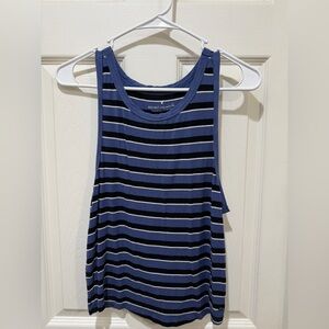 American Eagle Outfitters Blue and Black Striped Tank Top